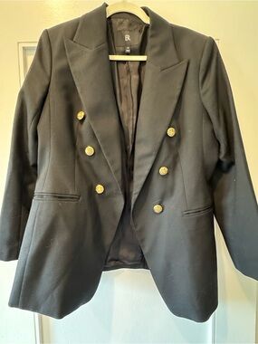 Banana Republic Black Double-Breasted Blazer with Gold Buttons